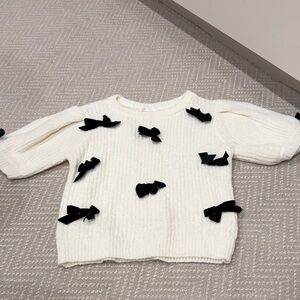 GB Girls White Ribbed Sweater